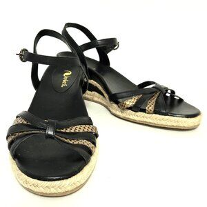 VICI Open Toe, High Heel, Black & Bronze Wedge SandalShoes.